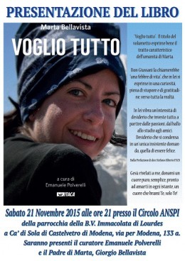 “Voglio tutto” di Marta Bellavista - presentazione a Ca' di Sola di Castelvetro (MO) - 21.11.2015