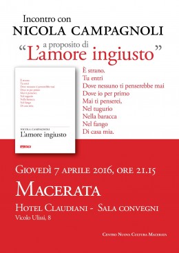 “L'amore ingiusto" di Nicola Campagnoli - Presentazione a Macerata 7.4.2016
