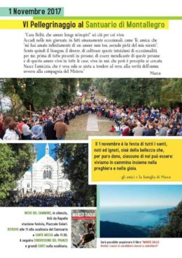 6° pellegrinaggio in memoria di Marco Gallo al Santuario di Montallegro (Rapallo) - 1.11.2017