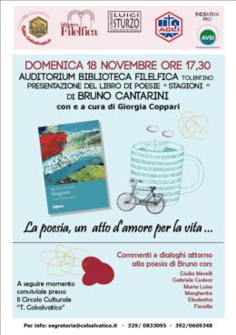 "Stagioni" - Presentazione del libro di Bruno Cantarini - Tolentino 18 novembre 2018