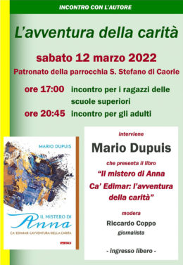 "Il mistero di Anna" di Mario Dupuis - Presentazione a Caorle - 12 marzo 2022